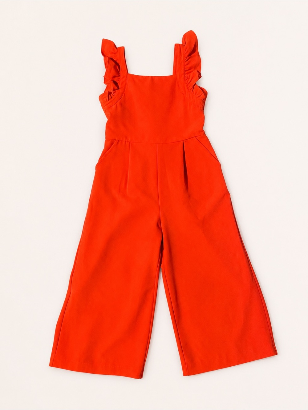 GB Girls Orange Ruffle Strap Wide-Leg Jumpsuit Size 8